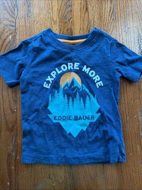 Eddie Bauer Navy Blue 'Explore More' Graphic Tee with Teal & Gold Accents